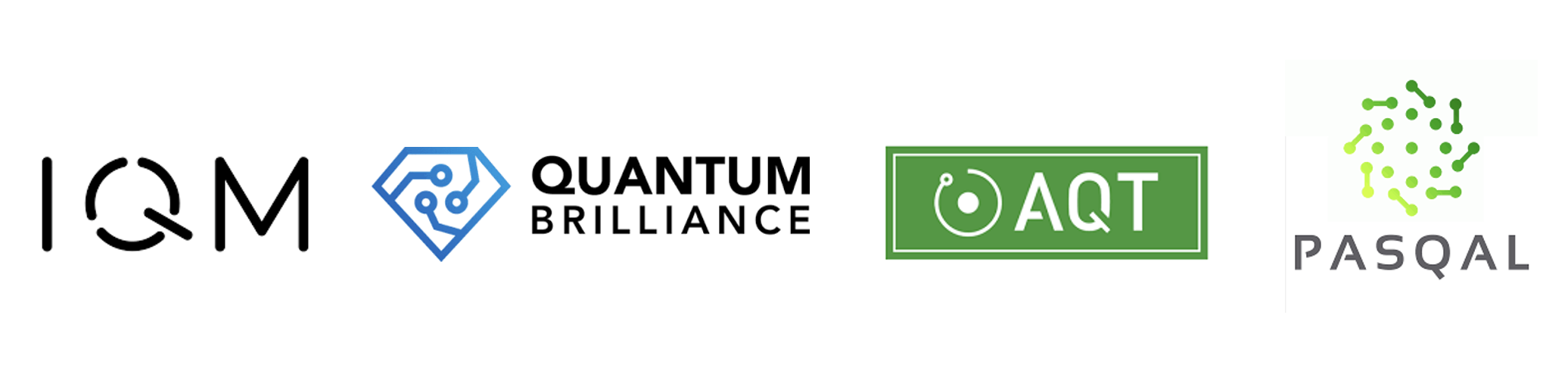 logos of the four quantum computing vendors 